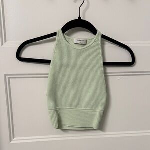 Babaton Light Green Ribbed Sleeveless Top